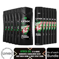 6x Lynx Africa 48H Deodorant Body Spray 250ml & 6x Lynx Africa Shower Gel 500ml
