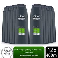 Dove Fortifying Men+Care, Fresh Clean, 2in1 Shampoo+Conditioner, 12 Pack, 400ml
