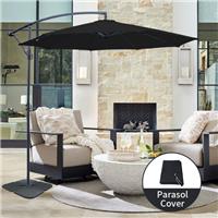 3M Black Garden Parasol Cantilever Sun Shade Banana Umbrella w/ Base and Cover