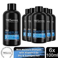 Tresemme Moisture Rich Shampoo with Vitamin E for Dry & Damaged Hair 100ml, 6 Pk