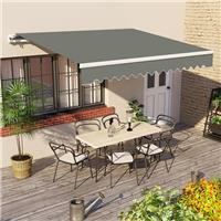 Grey Patio Manual Awning Garden Canopy Sun Shade Retractable Shelter 2x1.5M
