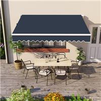 2x1.5m Retractable Awning Manual Outdoor Garden Canopy Patio Shade Shelter Blue