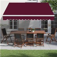 Manual Awning Canopy Outdoor Sun Shade Retractable Shelter Wine Red 2x1.5M