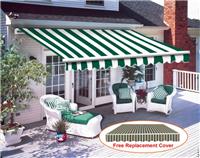 3 x 2.5m Patio Manual Awning Garden Sun Shade Retractable Canopy W/ Free Fabric