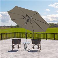 Outdoor 2.7M Garden Parasol Patio Round Sun Shade Canopy Umbrella Crank Brown