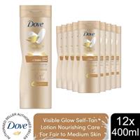Dove Visible Glow Self-Tan Lotion Nourishing Care For Fair-Medium Skin, 12x400ml