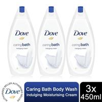 Dove Caring Bath Indulging Cream Bath Soak with 1/4 Moisturising Cream, 3x450ml