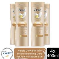 4pk of 400ml Dove Visible Glow Self-Tan Lotion of Fair to Medium Skin