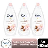 Dove Caring Bath Almond Cream and Hibiscus Moisturising Cream Bath Soak, 3x450ml