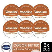 Vaseline Lip Therapy Petroleum Jelly, Cocoa Butter, 6 Pack, 20gm
