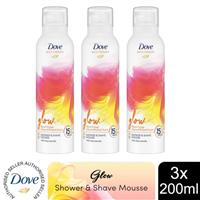 Dove Bath Therapy Glow Shower & Shave Mousse with Orange & Rhubarb Scent 3x200ml