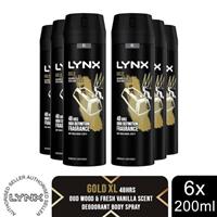 Lynx XL 48-H High Definition Fragrance Gold Body Spray Deodorant 6 Pack, 200ml