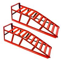 Rhyas Heavy Duty Car Ramps 2 Ton Metal Stands Pair 10 Rungs