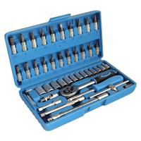 1/4" Drive Sockets Set 46pc CRV Steel Torx Star Pozi Phillips Bits + Case Voche