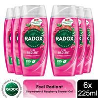 Radox Feel Radiant Shower Gel with Strawberry and Raspberry Fragrance, 225ml