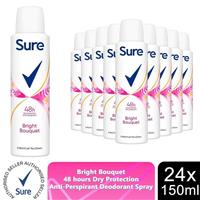 Sure Women 48H Protection Anti-Perspirant Deodorant Bright Bouquet 150ml, 24 PK