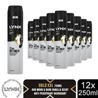 Lynx XXL Anti-perspirant Deodorant Body Spray Gold 72H Protection 250ml, 12Pack