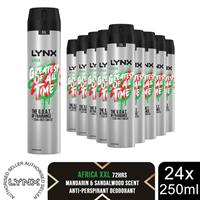 Lynx Antiperspirant Deodorant Spray Africa The G.O.A.T. of Fragrance 250ml, 24Pk