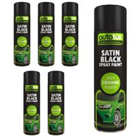 AutoTek Satin Black Multi-Purpose Aerosol Spray Paint 500ml x6