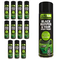 Black Bumper & Trim Aerosol Spay Paint 500ml Fast Dry AutoTek Professional x12