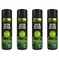 AutoTek Satin Black Multi-Purpose Aerosol Spray Paint 500ml x4