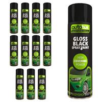 AutoTek Car & Home Gloss Black Multi-Purpose Aerosol Spray Paint 500ml x12