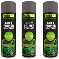 AutoTek Grey Primer Multi-Purpose Aerosol Spray Paint 500ml x3