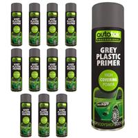 AutoTek Grey Plastic Primer Multi-Purpose Aerosol Spray Paint 500ml x12
