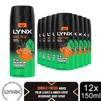 Lynx Body Spray Jungle Fresh 48H High Definition Fragrance Deodorant 150ml, 12pk