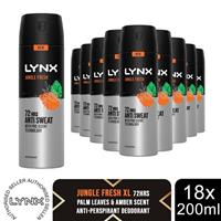 Lynx Jungle Fresh Antiperspirant Spray 72H Protection Deodorant 200ml, 18 Pack
