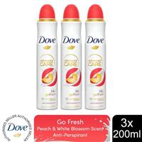 Dove Advanced Care Go Fresh AntiPerspirant Spray Peach & White Blossom, 3x200ml