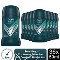 Sure Men AntiPerspirant Deodorant Stick Sensitive 72H Nonstop Protection,36x50ml
