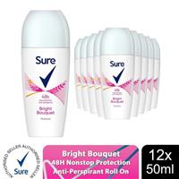 Sure Women Roll On Bright Bouquet Anti-Perspirant Deo 48H Protection, 12x50ml