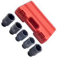 5PC 1/2 DR. METRIC 6 Pt. WHEEL SPINDLE AXLE NUT DEEP IMPACT SOCKET SET 33 ~38mm