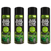 Black Bumper & Trim Aerosol Spay Paint 500ml Fast Dry AutoTek Professional x4