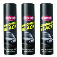 3x CarPlan Original Black Trim And Bumper Shine 500ml For All PVC Clean Wash