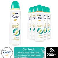 Dove Advanced Care Go Fresh Antiperspirant Deo Pear & Aloe Vera Scent 200ml, 6pk