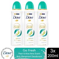 Dove Advanced Care Go Fresh Antiperspirant Deo Pear & Aloe Vera Scent 200ml, 3pk