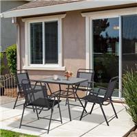 Outdoor Dining Set w/ Foldable Armchairs, Patio Furniture Sets w/ Dining Table