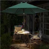2.5M Green Patio Parasol Solar LED Light Sun Shade Umbrella with Crank Tilt