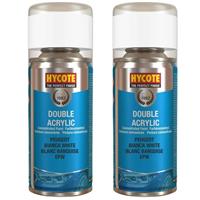 Hycote Colour Spray Paint Aerosol Peugeot Bianca White 150ml Fast Drying x2