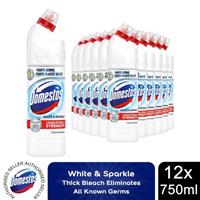 Domestos Thick Bleach White & Sparkle Disinfectant Multipurpose Cleaner,12x750ml
