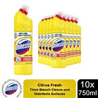 Domestos Thick Bleach Citrus Fresh Disinfectant Multi-Purpose Cleaner, 10x750ml