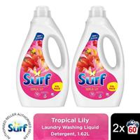 Surf Tropical Lily Laundry Washing Liquid  w/ a joy-infused fragrance 2x 1.62 L