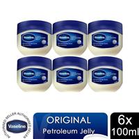 Vaseline Original Skin Protectant Petroleum Jelly for Sensitive Skin 100ml, 6pk