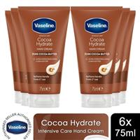 Vaseline Hand Cream Intensive Care Pure Cocoa Butter Cocoa Hydrate 75ml, 6 Pack