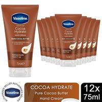 Vaseline Hand Cream Intensive Care Pure Cocoa Butter Cocoa Hydrate 75ml, 12 Pack