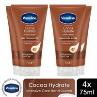 Vaseline Hand Cream Intensive Care Pure Cocoa Butter Cocoa Hydrate 75ml, 4 Pack