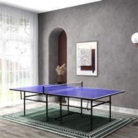 9FT Table Tennis Table w/ Four Wheels, Folding Tennis Table, Blue