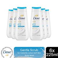 Dove Advanced Care Body Wash Gentle Scrub 24H Renewing Micromoisture 225ml, 6pk